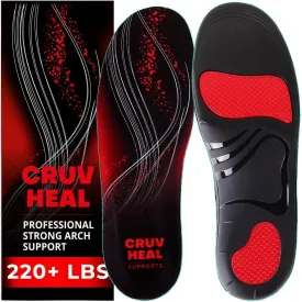 220  lbs Plantar Fasciitis High Arch Support Insoles Men Women - Orthotic Shoe Inserts - Boot Work Shoe Insole (L, Black)