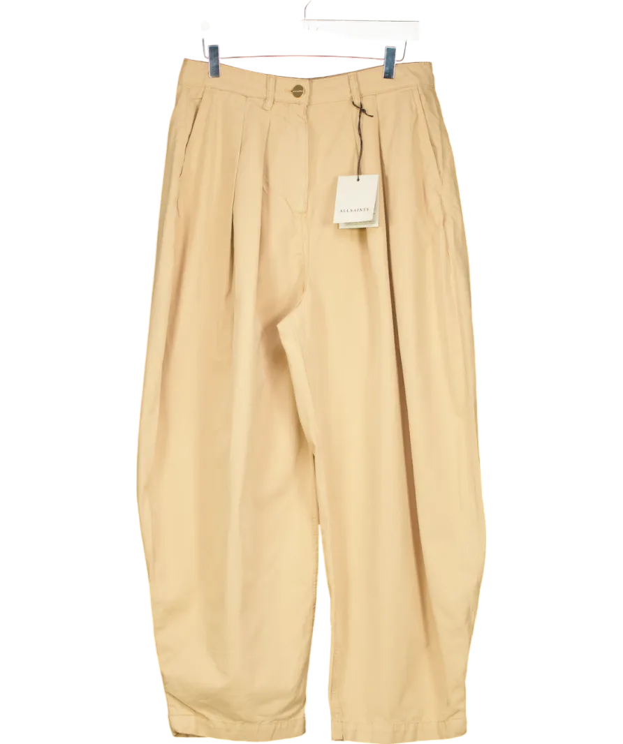All Saints Beige Becca Voluminous Trousers UK 12