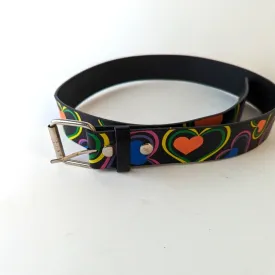 Bonded Leather Neon Heart Belt / Medium