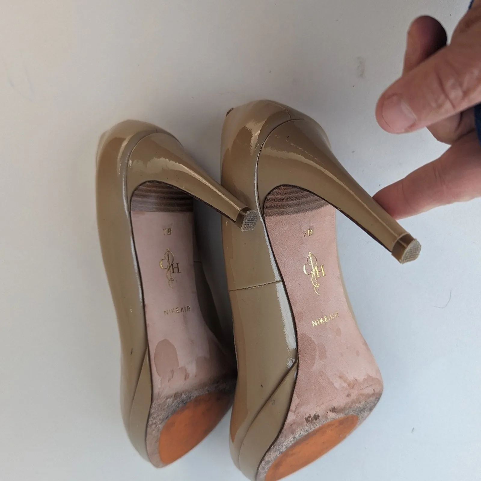 Cole Haan x Nike Air Nude Patent Leather Platform Heels / 7