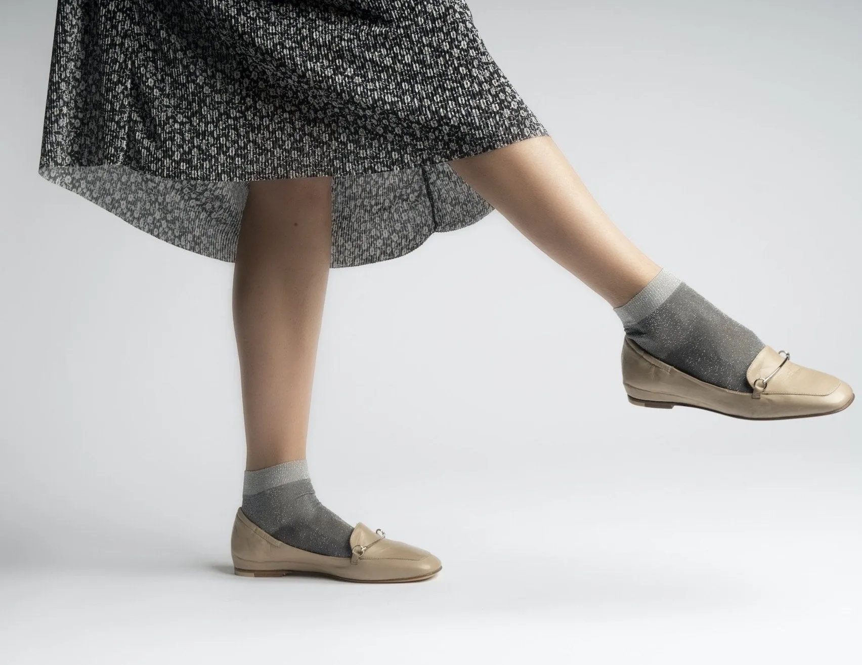 Nude Leather Loafers in Lena Style