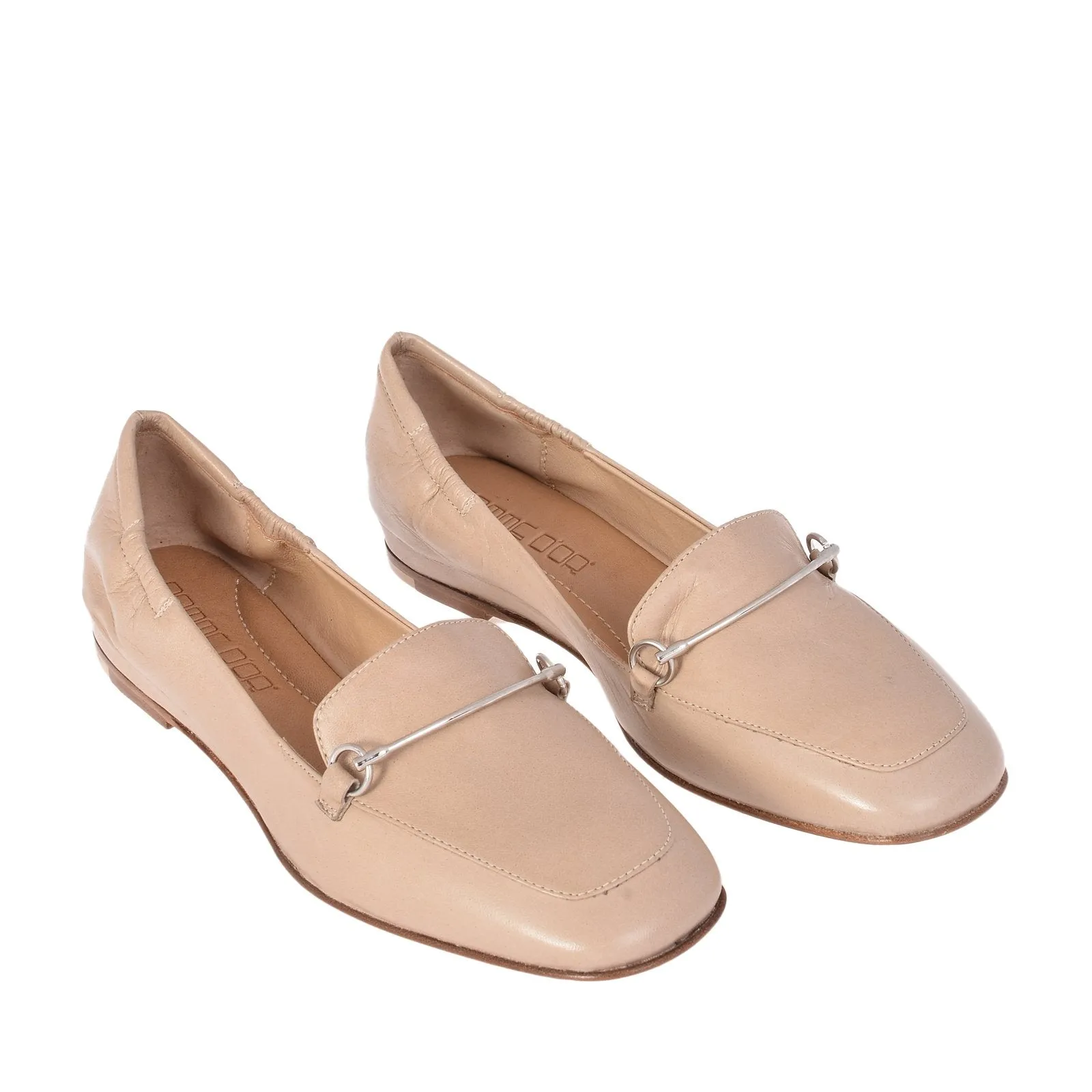 Nude Leather Loafers in Lena Style