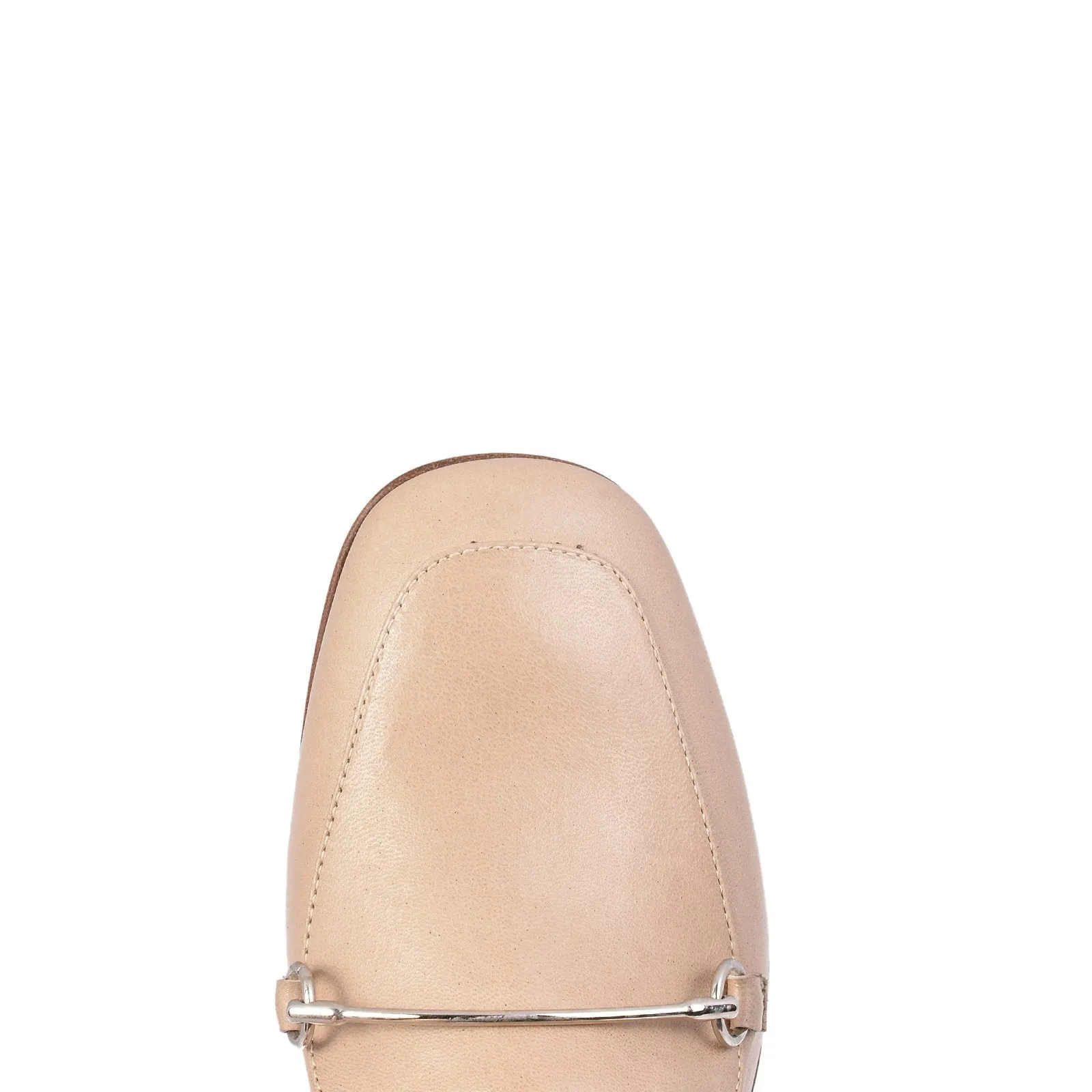 Nude Leather Loafers in Lena Style