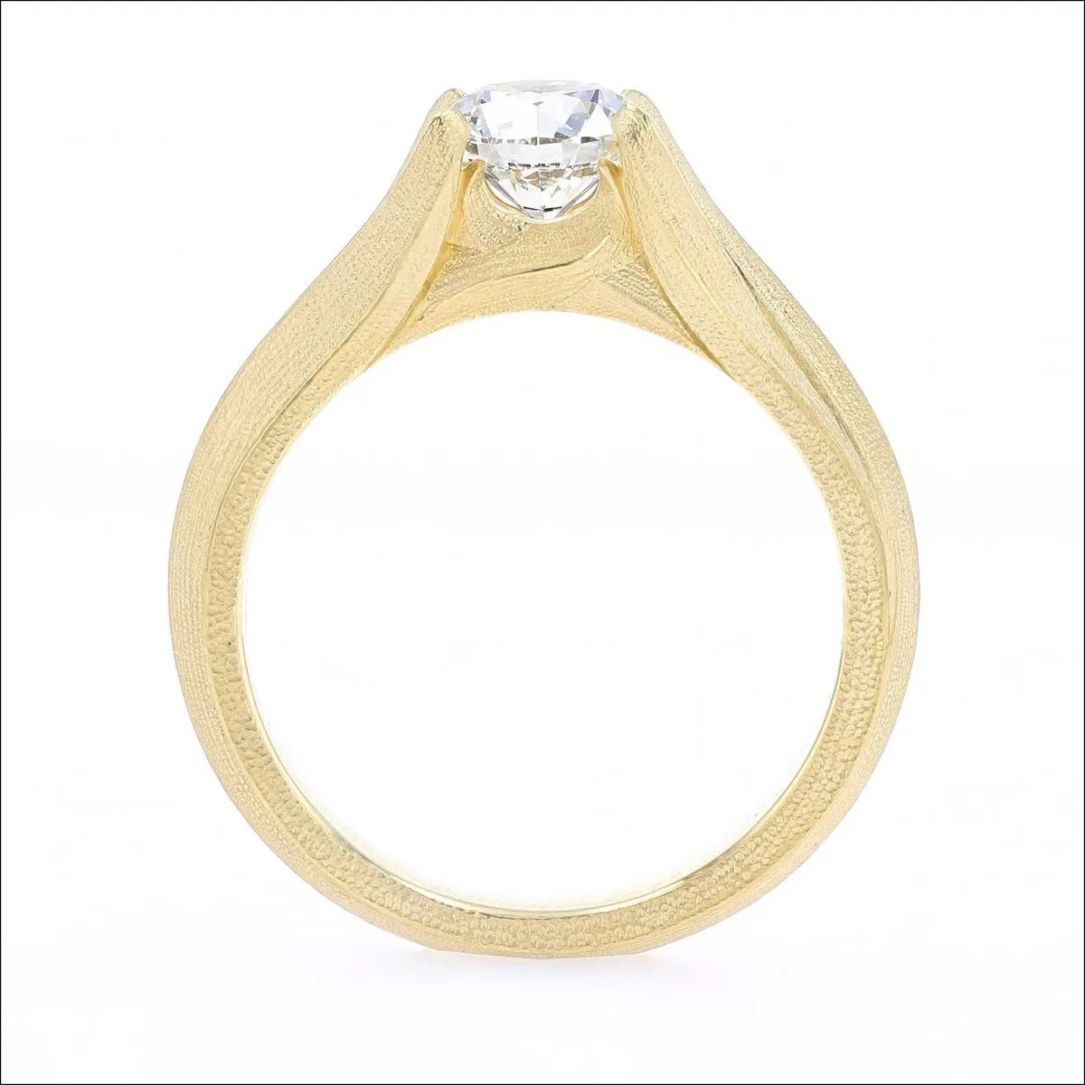 Textured Leaf Bypass Style Diamond Engagement Ring 18KY